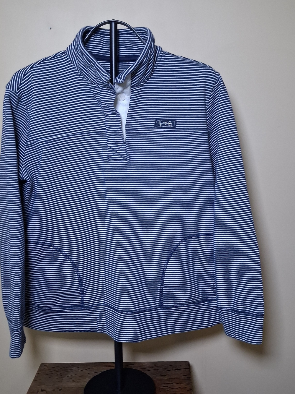 State Of Mind (Georgia) Blue & White Striped Sweater; Size M